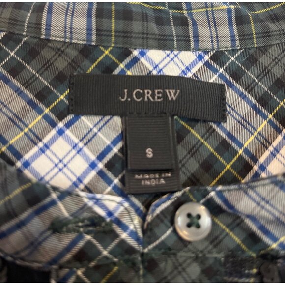 J. Crew Womens embellished beadwork button up, tartan plaid, long sleeve shirt. - Picture 4 of 12